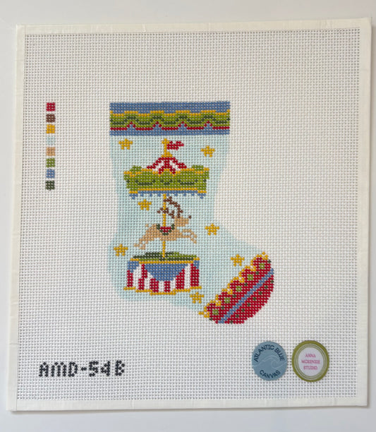 Blue Reindeer Carousel Mini Stocking