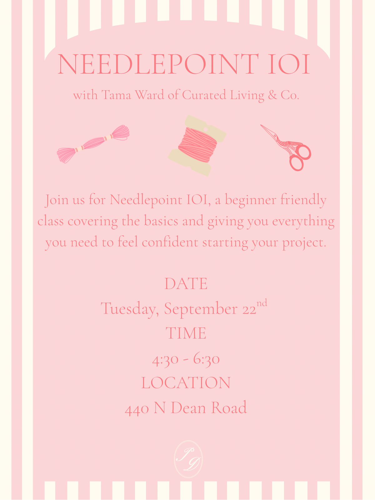 Needlepoint 101 Class September 22nd