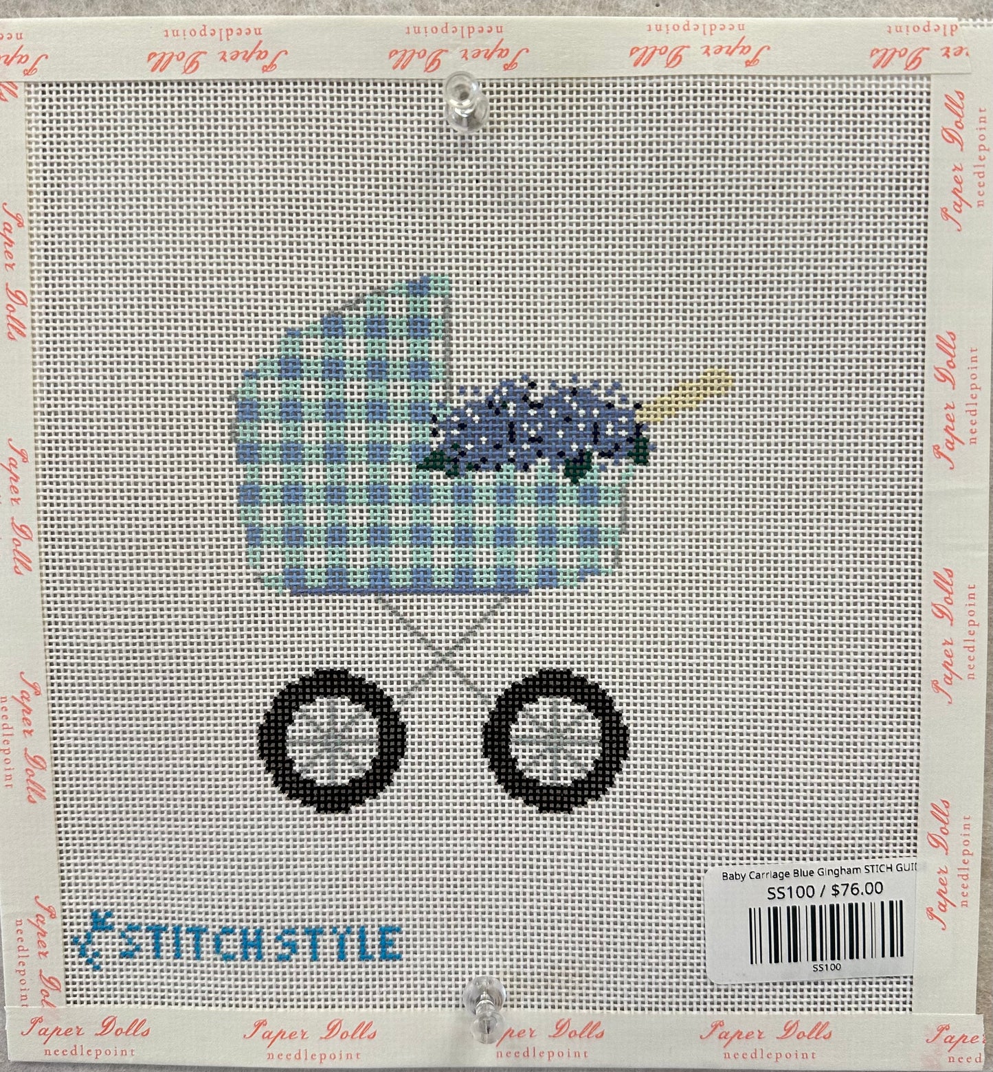 Baby Carriage Blue Gingham STICH GUIDE