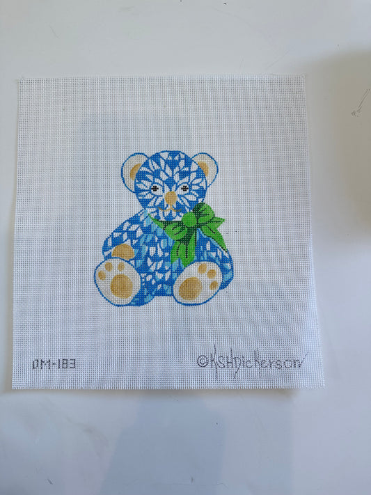 Blue Teddy w/Green Bow